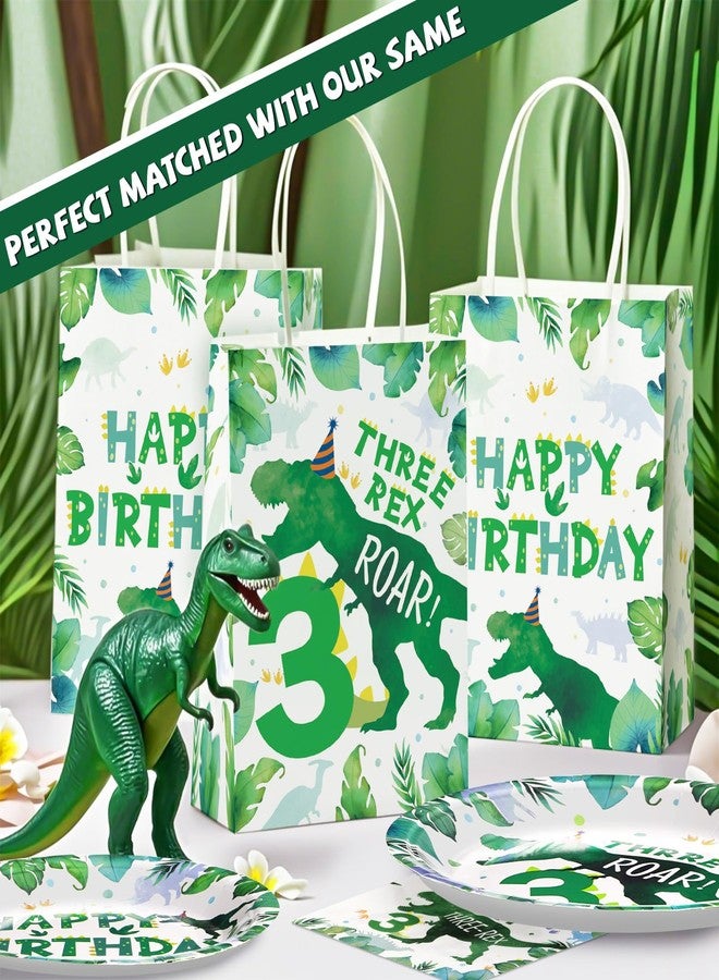 Grencian 16Pcs Dinosaur 3rd Birthday Party Favor Bags 3 Three Rex Dinosaur Candy Treat Gift Goodie Bags with Handles Three Rex Birthday Decorations for Boys 3 Year Old Party Decorations Favors Supplies - Image 4